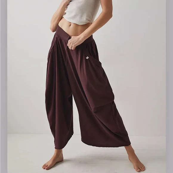 Free People Brown Wide-Leg Pants - Picture 1 of 5